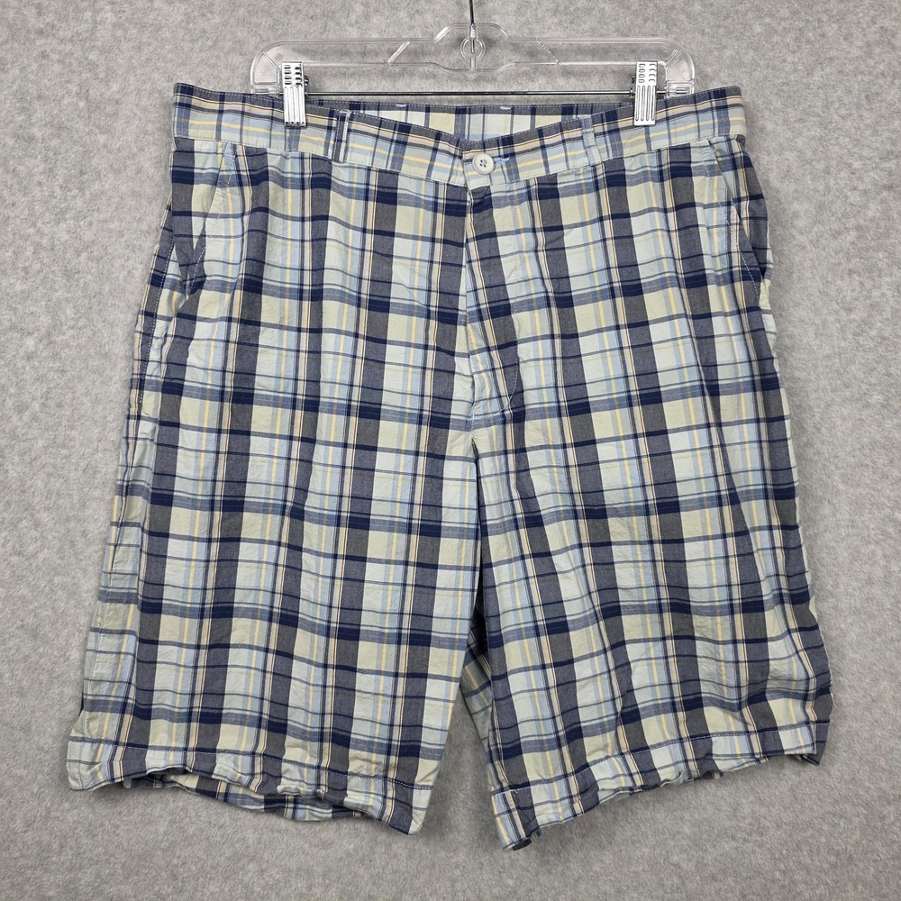 Lacoste Shorts Mens‎ 36 Multicolor Plaid Chino Flat Front Summer Casual